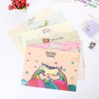 Kuwait Best Selling Online Fancy Stationery School Supplues Creative Cartoon Unicorn Plastic File Folder Waterproof Document Bag